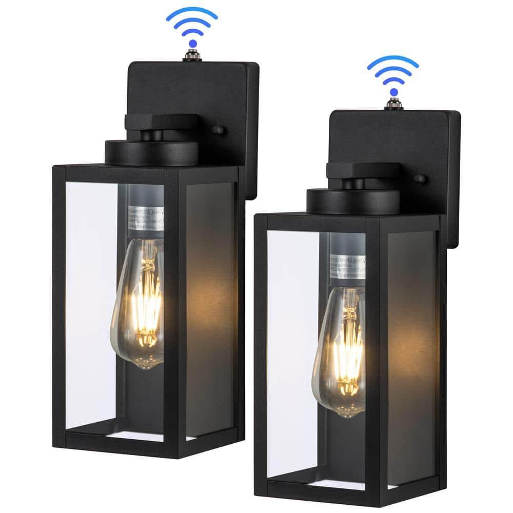 C Cattleya 2 Pack Matte Black Outdoor Wall Lights with Dusk to Dawn Sensor