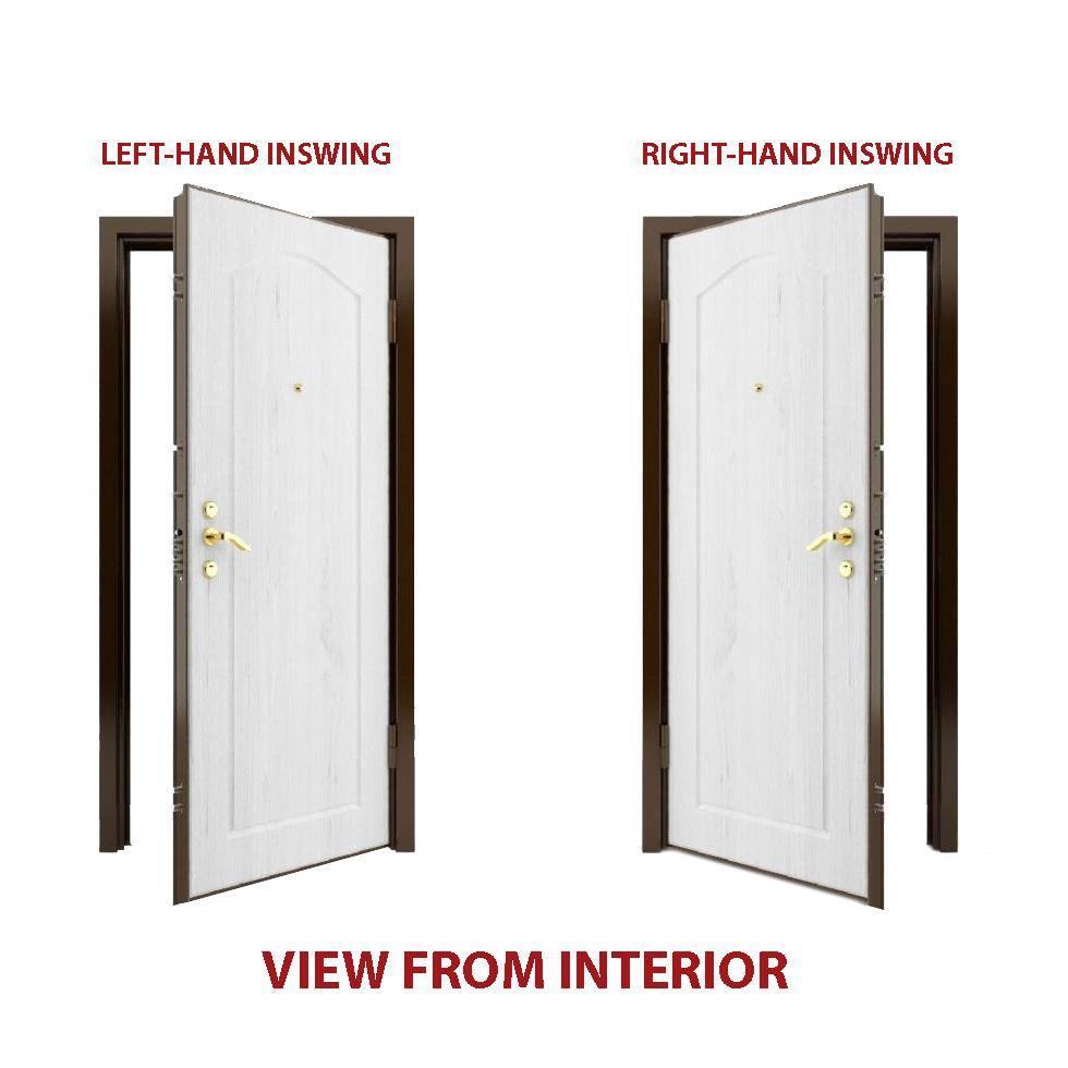 VDOMDOORS Front Exterior Prehung Steel Door 36 x 80 inches Right-Hand/Deux 1705 White Enamel/Horizontal Lines Single Modern Painted