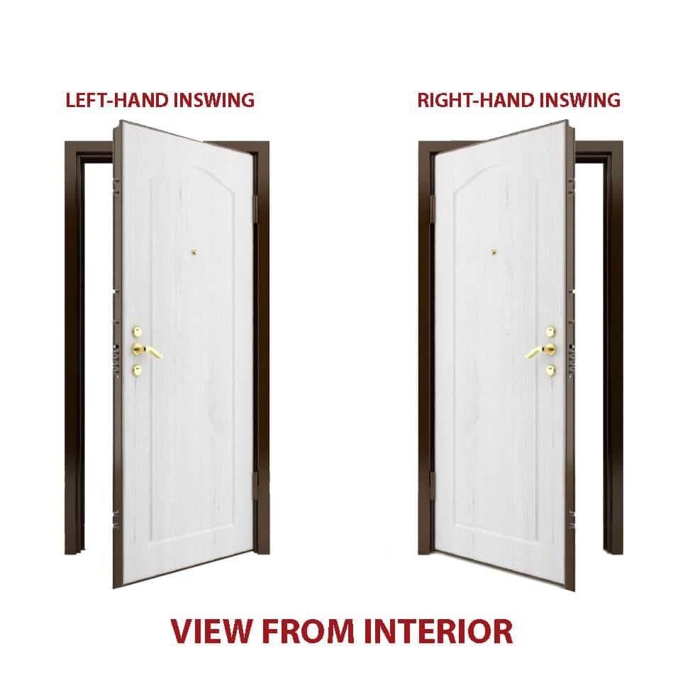 VDOMDOORS Front Exterior Prehung Steel Door 36 x 80 inches Right-Hand/Deux 1705 White Enamel/Horizontal Lines Single Modern Painted