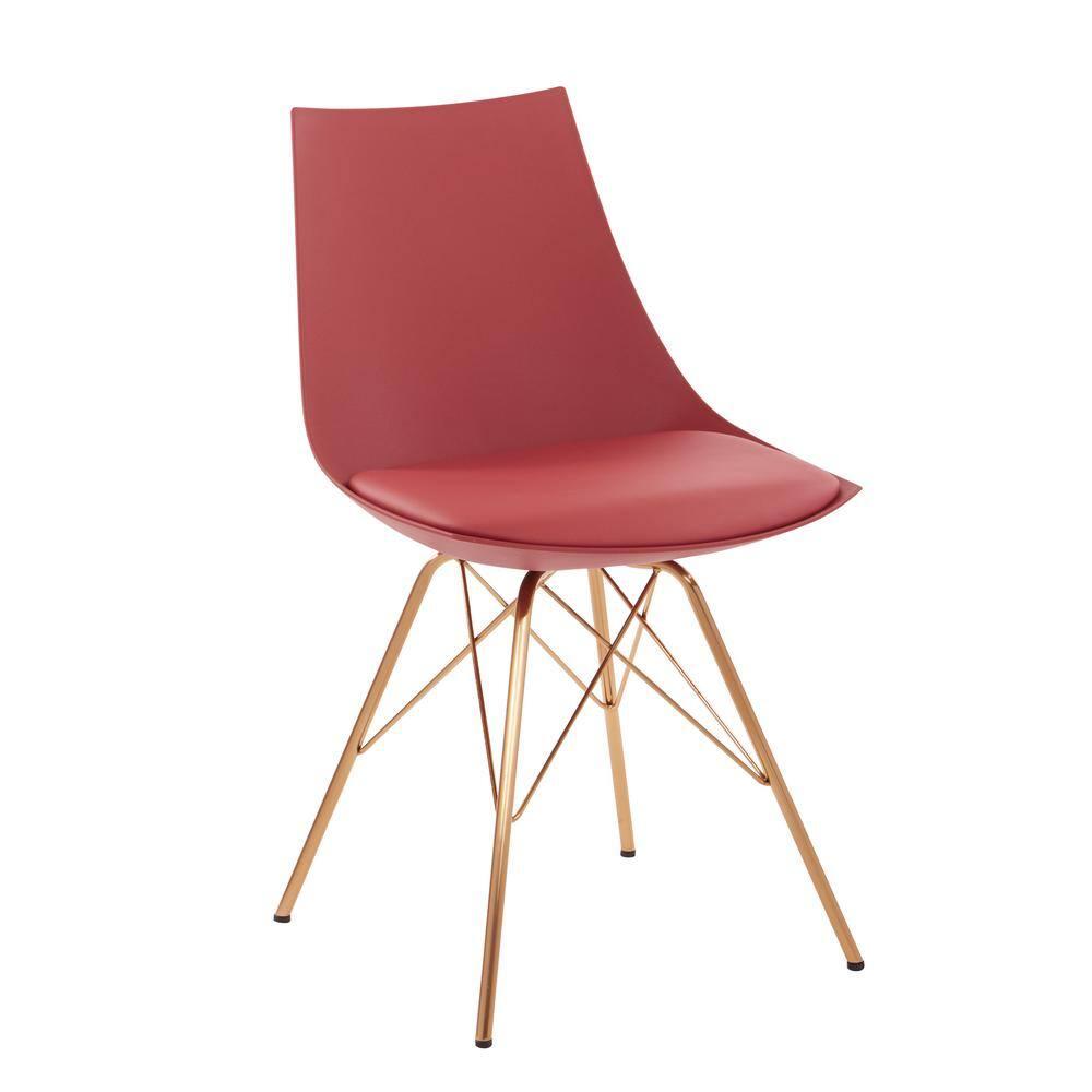 OSP Home Furnishings Oakley Chair in Desert Rose Faux Leather with Gold Chrome Base