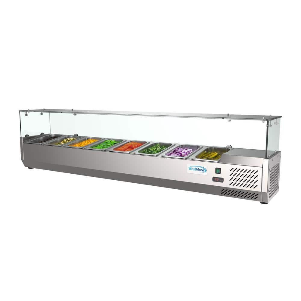 KoolMore 71 in. Eight Pan Refrigerated Countertop Condiment Prep Station