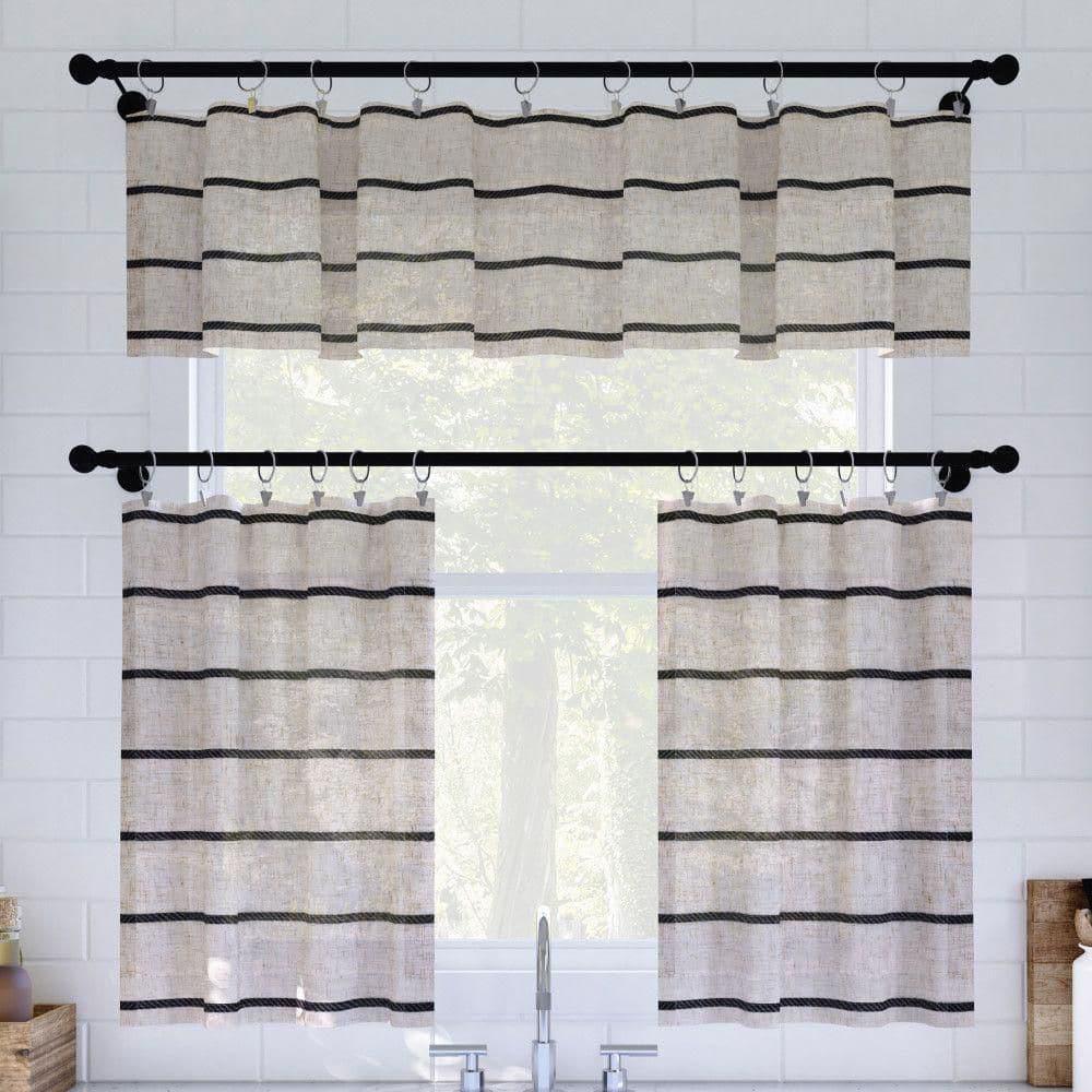 Clean Window Clean Window Aso Twill Stripe Linen Blend Sheer Rod Pocket Kitchen Curtain Valance