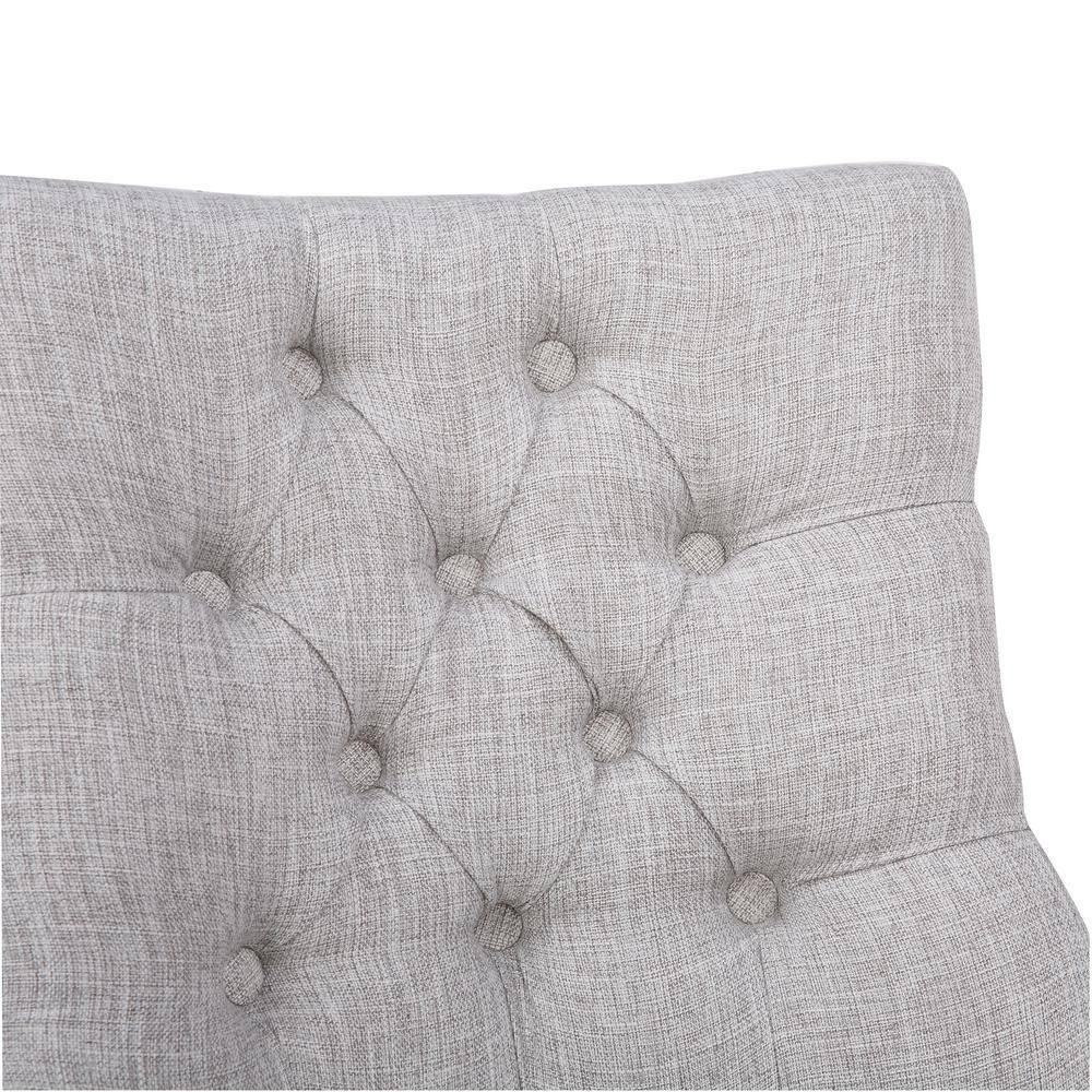 Polytrends Grandview Tufted Upholstered Linen Fabric Dining Chair Dining Chairs Light Gray Rubberwood Tufted,Nailheads Modern & Contemporary