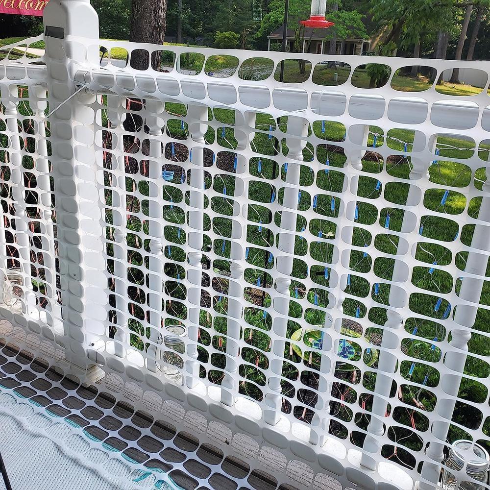 BOEN 4' x 50' White Temporary Fencing, Mesh Snow Fence, Plastic, Safety Garden Netting, Above Ground Barrier, for Deer, Kids, Swimming Pool, Silt, Lawn, Rabbits, Poultry, Dogs