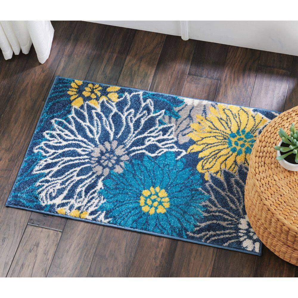 Nourison Passion 1'10" x 2'10" Blue Contemporary Indoor Rug