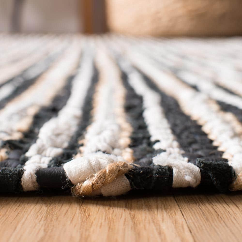 Vintage Leather VTL373 Hand Woven Indoor Area Rug - Black/Multi - 4'x6' - Safavieh.