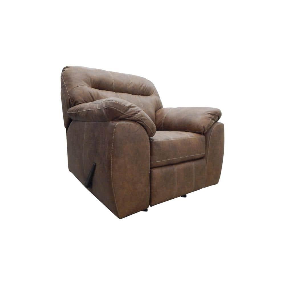 American Furniture Classics Model 8-03RR-A353V5 Rocker Recliner Chair in Brown Faux Leather