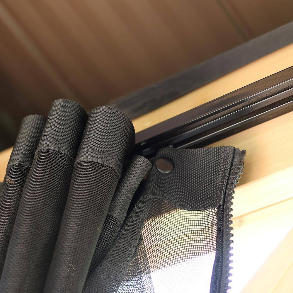 Yardistry 12' x 16' Meridian Gazebo Mosquito Mesh Kit  Premium Phifer UV-Resistant Mesh with Easy Glide Tracks and Full-Length Zippered Panels