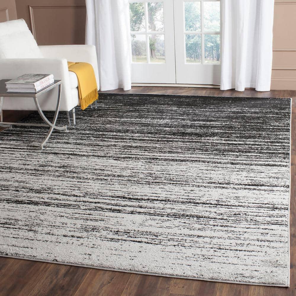 Adirondack ADR113 Machine Made Indoor Area Rug - Silver/Black - 8'x8' - Safavieh