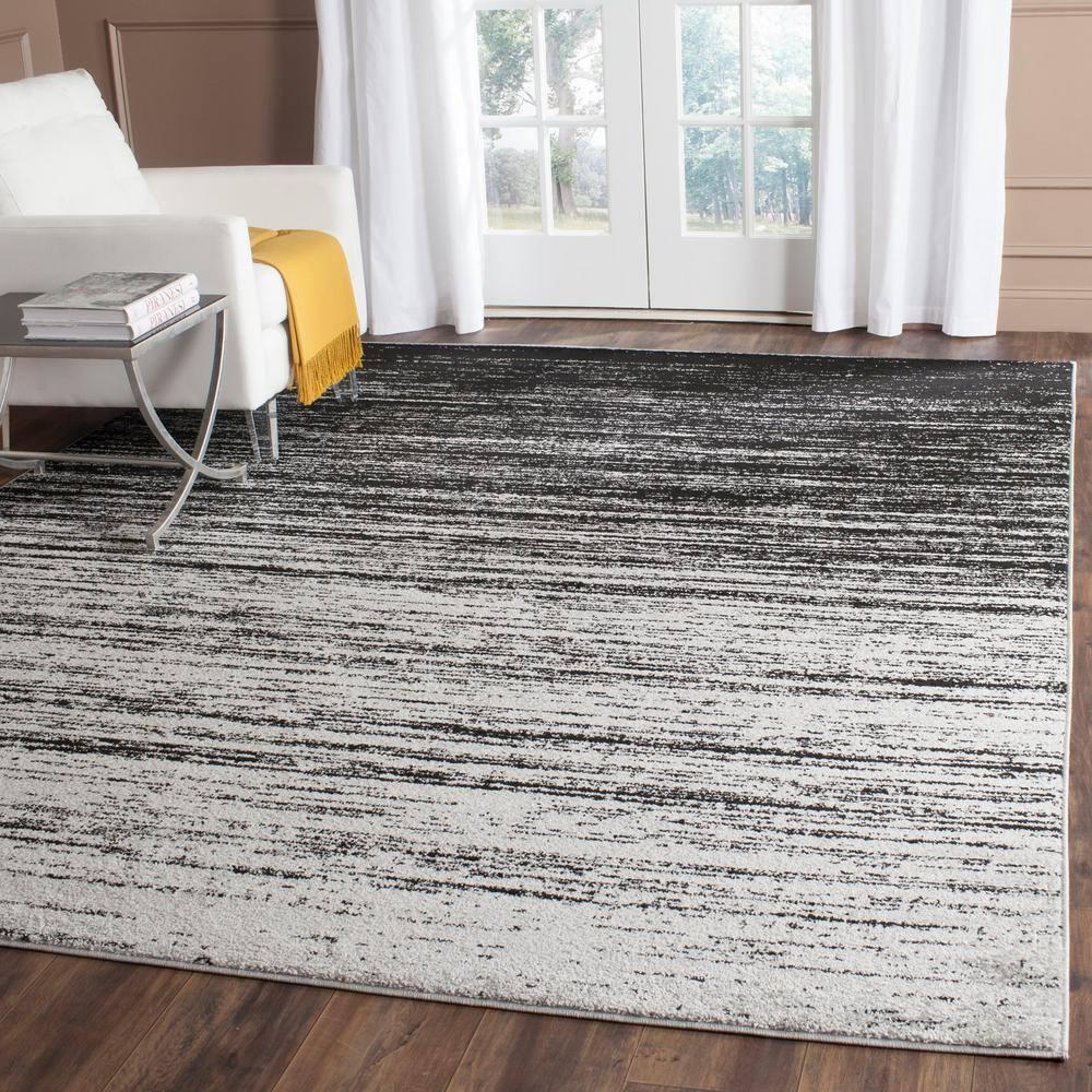 Adirondack ADR113 Machine Made Indoor Area Rug - Silver/Black - 9'x12' - Safavieh