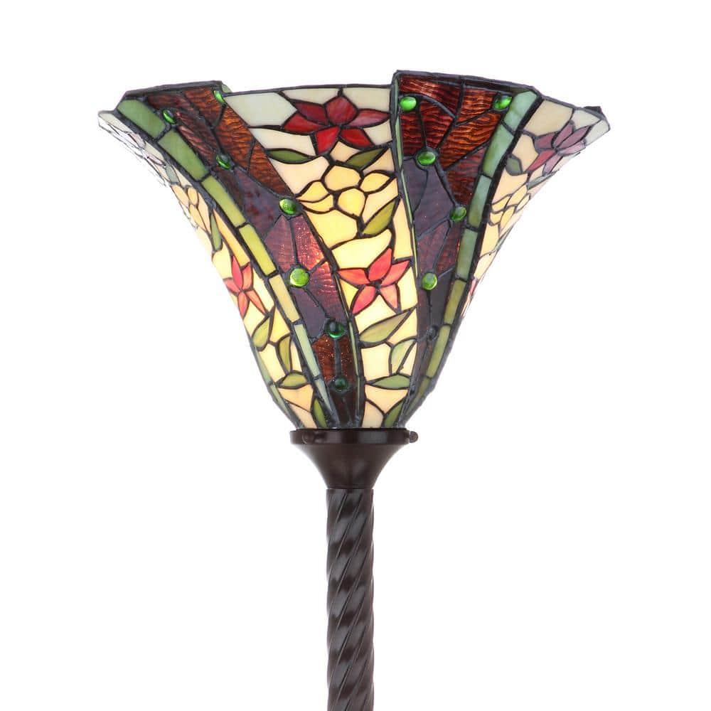 Williams Tiffany-Style 71" Torchiere LED Floor Lamp, Bronze
