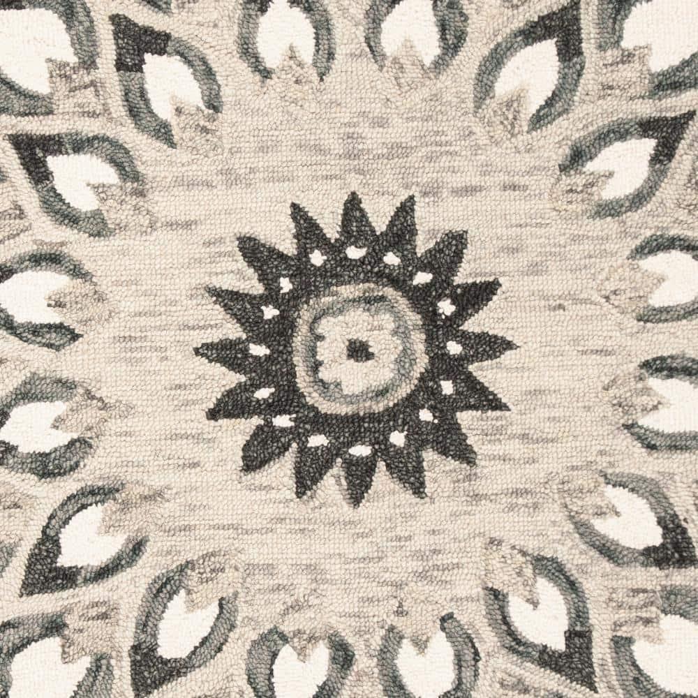 Novelty NOV603 Hand Tufted Area Rug - Charcoal/Ivory - 6' Round - Safavieh.