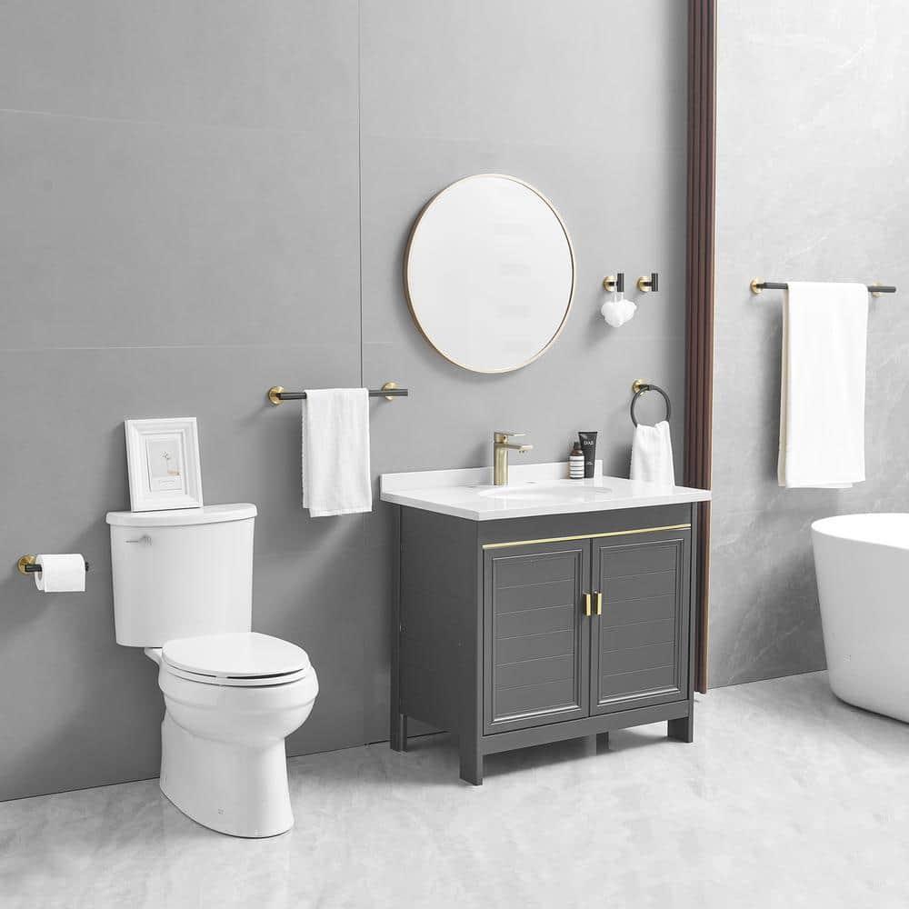 BWE 6-Piece Bath Hardware Set with Towel Ring Toilet Paper Holder Towel Hook and Towel Bar