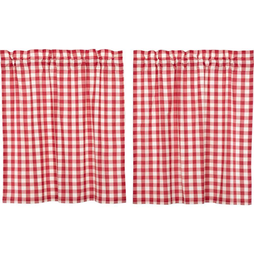 VHC Brands Annie Buffalo Check Plaid Cotton Ruffled Cafe Curtain (Set of 2)