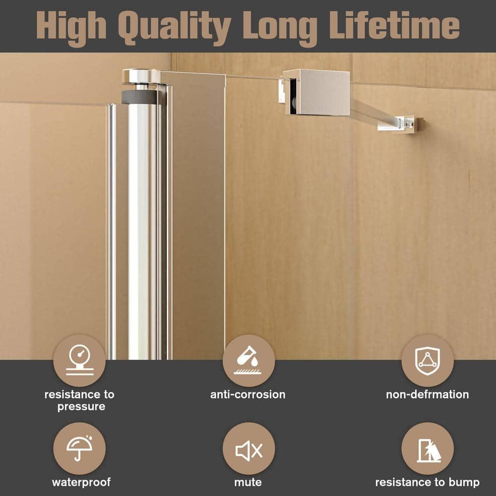 43"W x 58"H Frameless Folding Pivot Bathtub Door with 6mm Thick Clear Tempered Glass Door