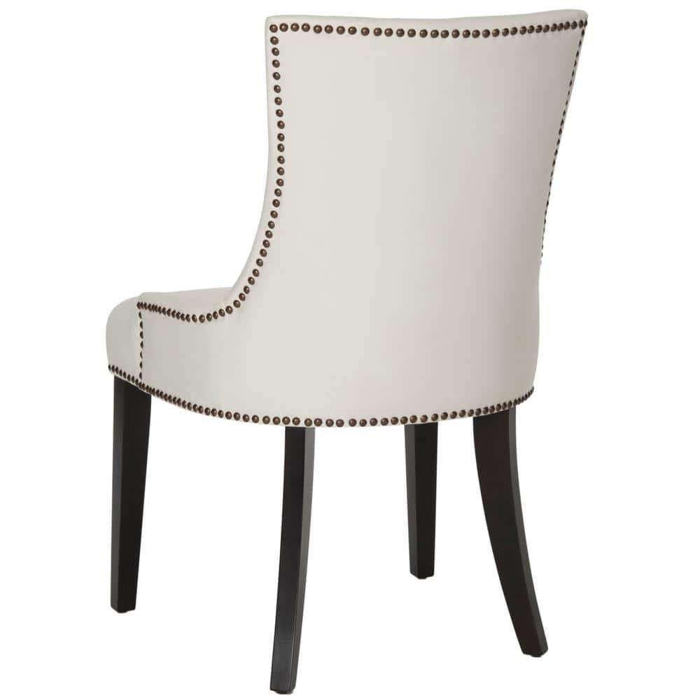 SAFAVIEH Lester 19" H Contemporary Glam Dining Chair, White/Espresso, Set of 2