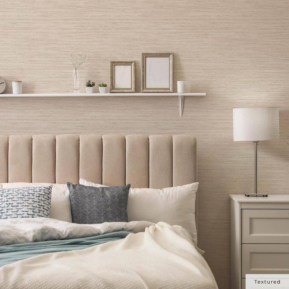 Tempaper & Co.® Faux Horizontal Grasscloth Removable Peel and Stick Wallpaper, Textured Ecru, 28 sq. ft.: Vinyl, Prepasted, Abstract Pattern