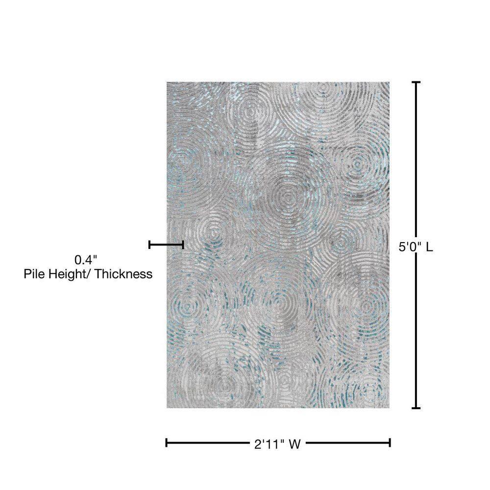 3'x5' Timeworn Modern Abstract Area Rug, Gray/Turquoise - JONATHAN Y