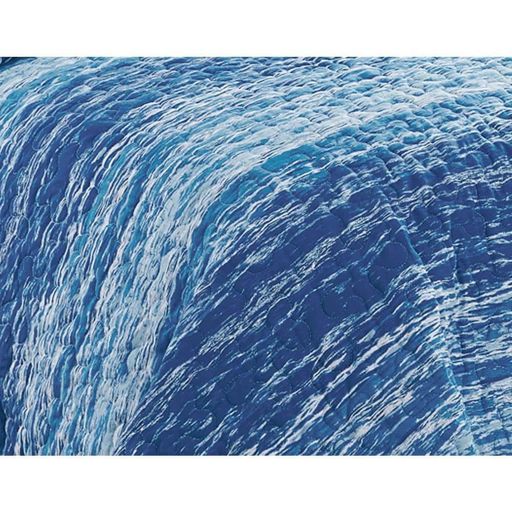 DESIGN STUDIO Ocean Stripe Blue All-Season Reversible Cotton Quilt Set