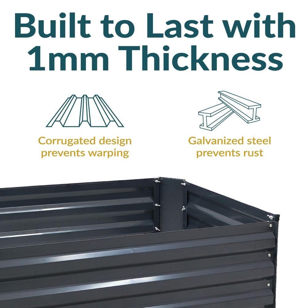 Sunnydaze Hot Dip Galvanized Steel Raised Garden Bed for Plants, Vegetables, and Flowers - 48" L x 11.75" H - Dark Gray