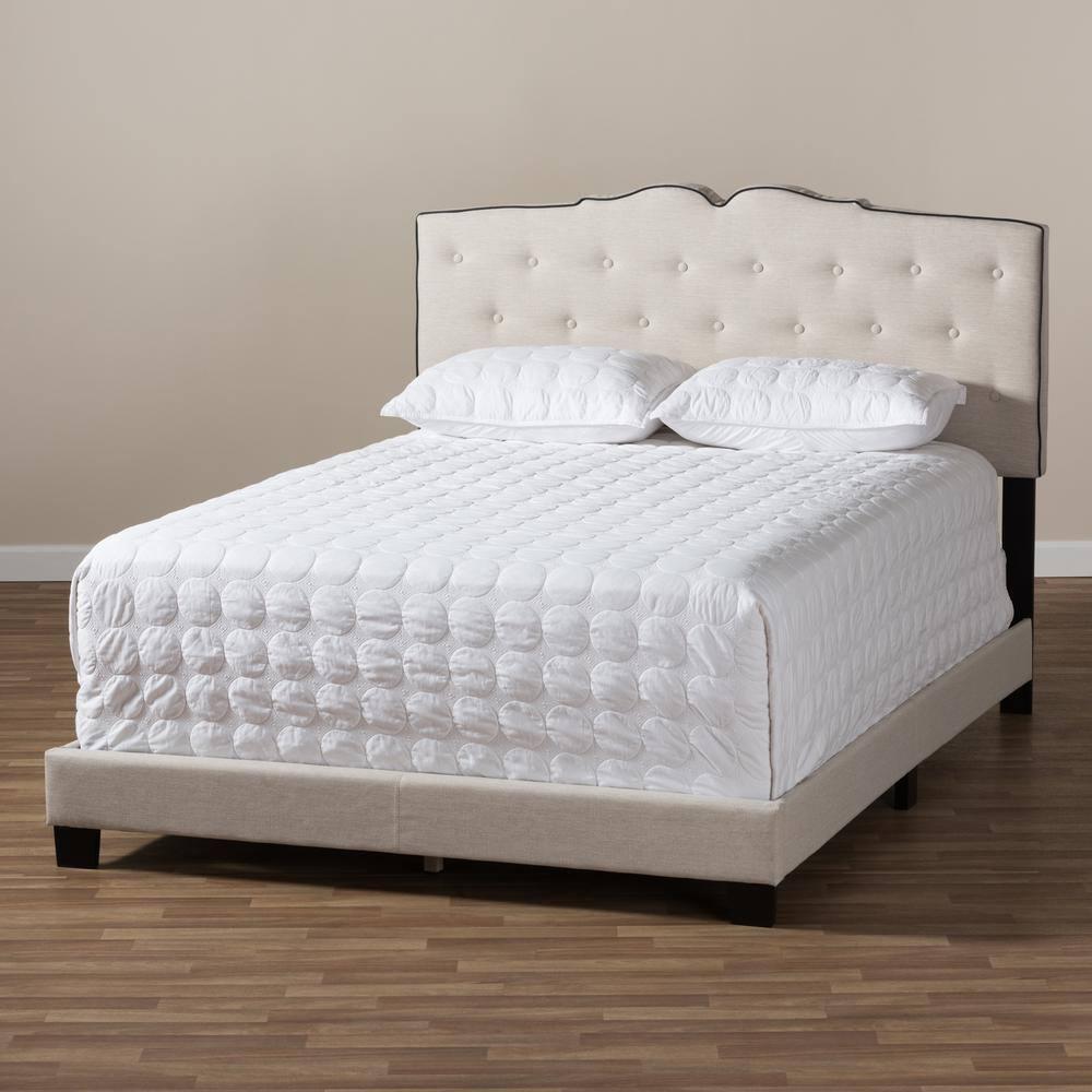 Full Vivienne Modern Bed with Headboard & Box Spring Support - Baxton Studio