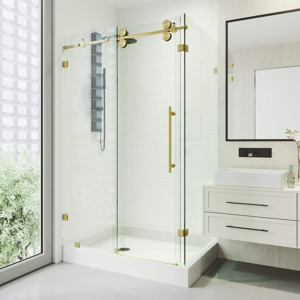 VIGO Winslow 48" W x 36" D x 80" H Sliding Frameless Shower Enclosure with 3/8  Clear Glass&Base VG6051MGCL48WL