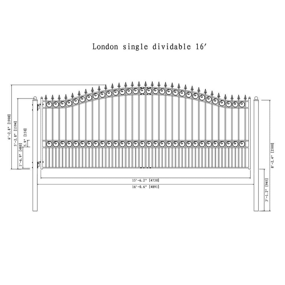 ALEKO Steel Single Swing Driveway Gate - LONDON Style