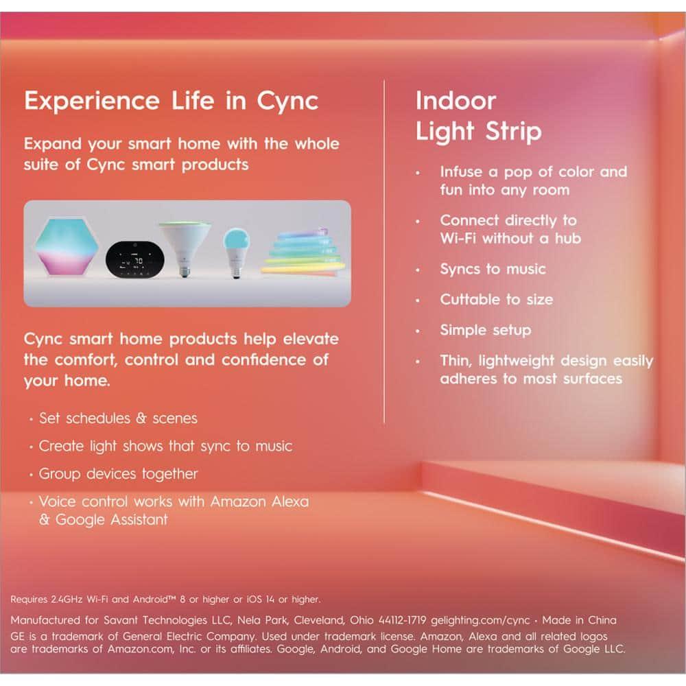 GE GE CYNC Smart LED Full Color Light Strip Power Supply 16': Multicolored Indoor Strip Lights, 1 Million Settings