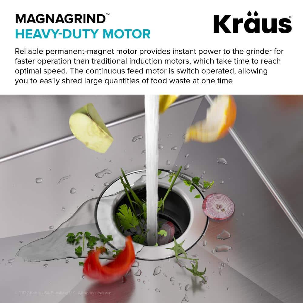 Black Stainless Steel Continuous Feed Garbage Disposal with Ultra-Quiet Motor