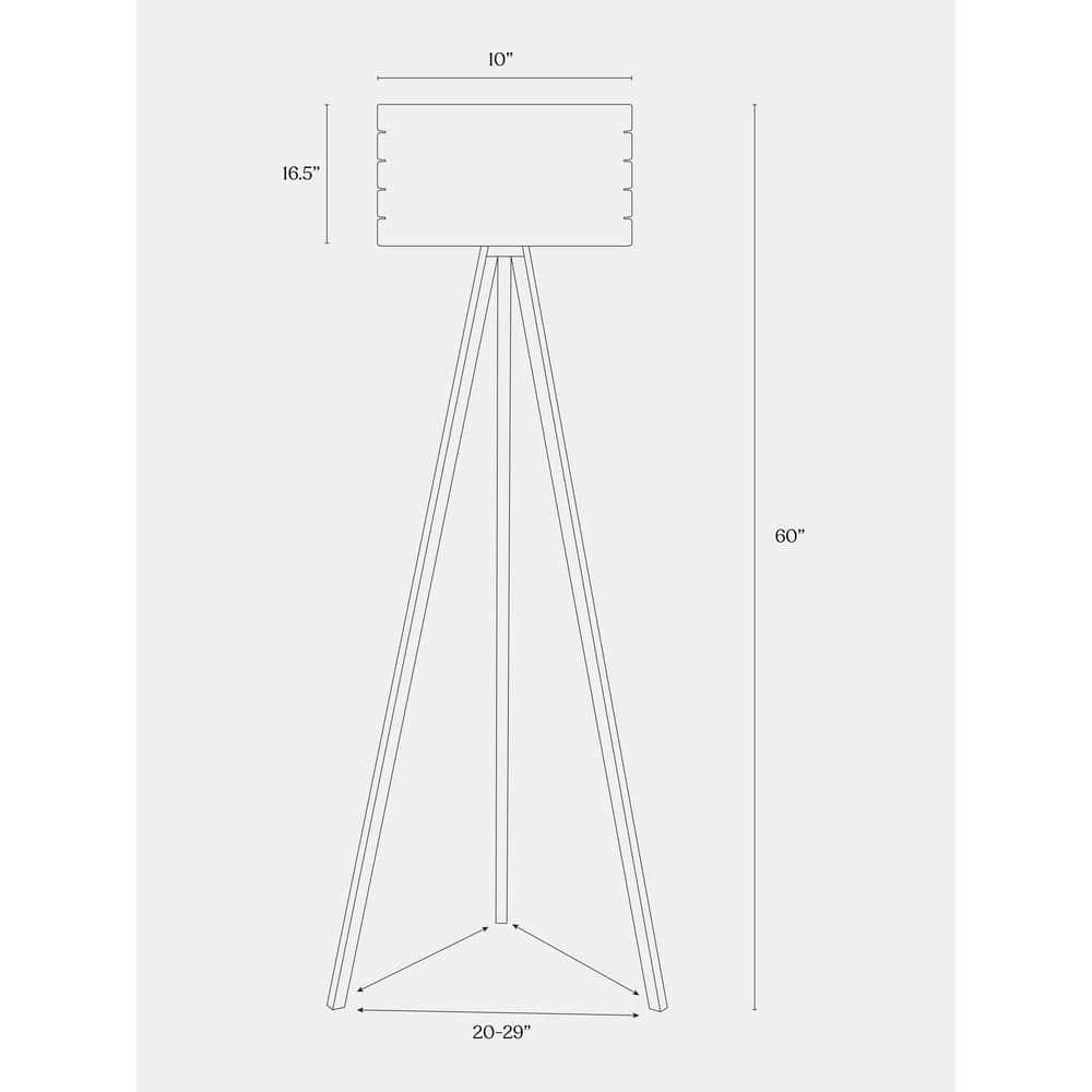 Brightech Bijou 60 in. Wood Farmhouse LED Floor Lamp with Drum Shade