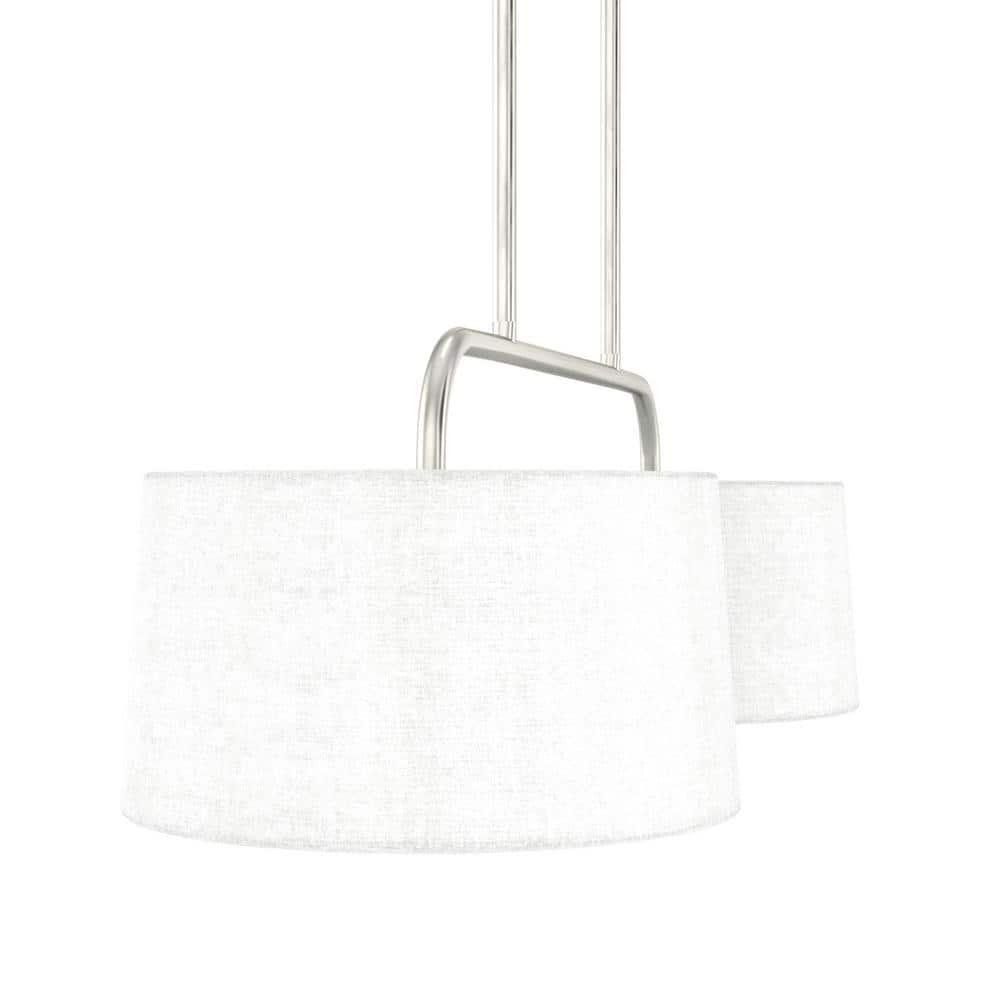 Hunter - Cottage Hill 4-light Brushed Nickel, Large Chandelier, Dimmable, Modern Style, Linear Shaped, for Bedrooms, Kitchens, Dining, Living Rooms - 19892