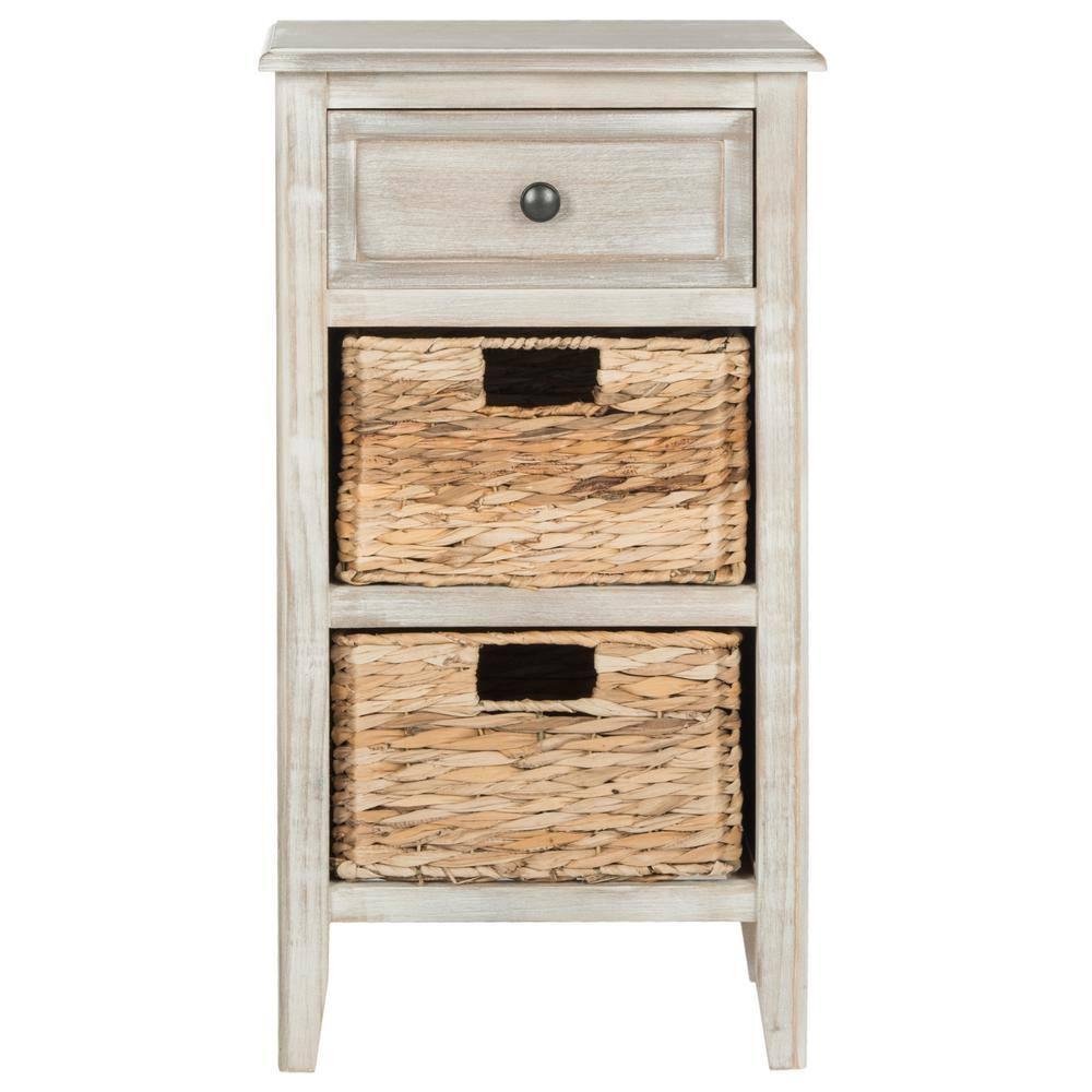 Everly Drawer Side Table - Taupe - Safavieh.