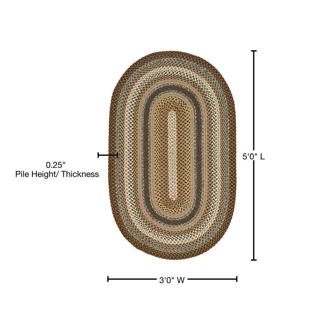 Braided BRD313 Hand Woven Accent Rug - Brown/Multi - 3'x5' Oval - Safavieh.