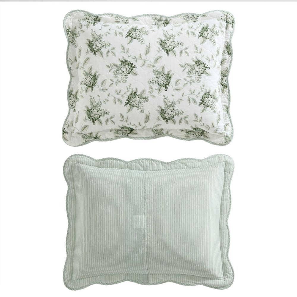 Laura Ashley Laura Ashley Portland Floral Cotton Reversible Green Quilt Set
