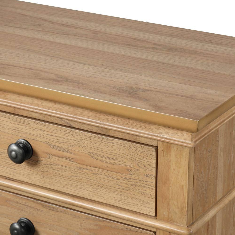Furniture of America Stratford 2-Drawer Solid Wood Adult Bedroom Nightstand, Natural Oak