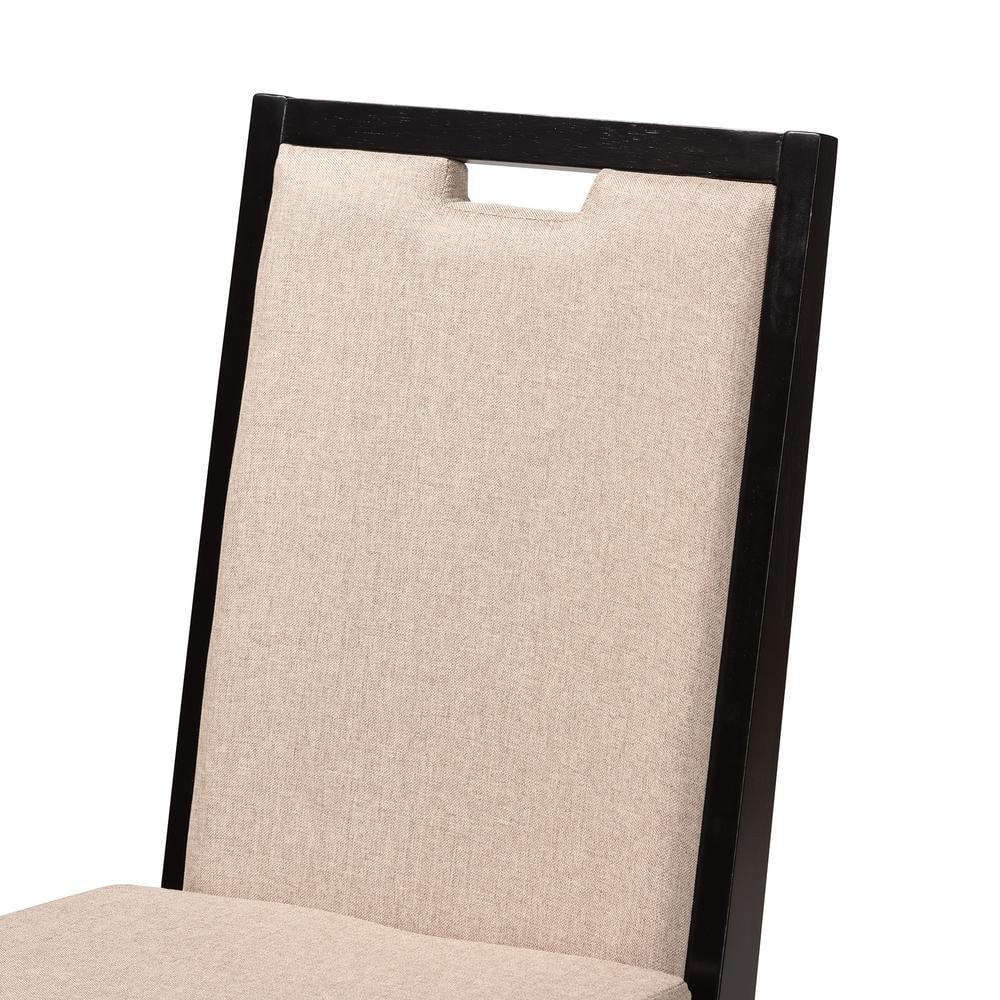 2pc Octavia Wood Dining Chair Set Sand/Dark Brown - Baxton Studio