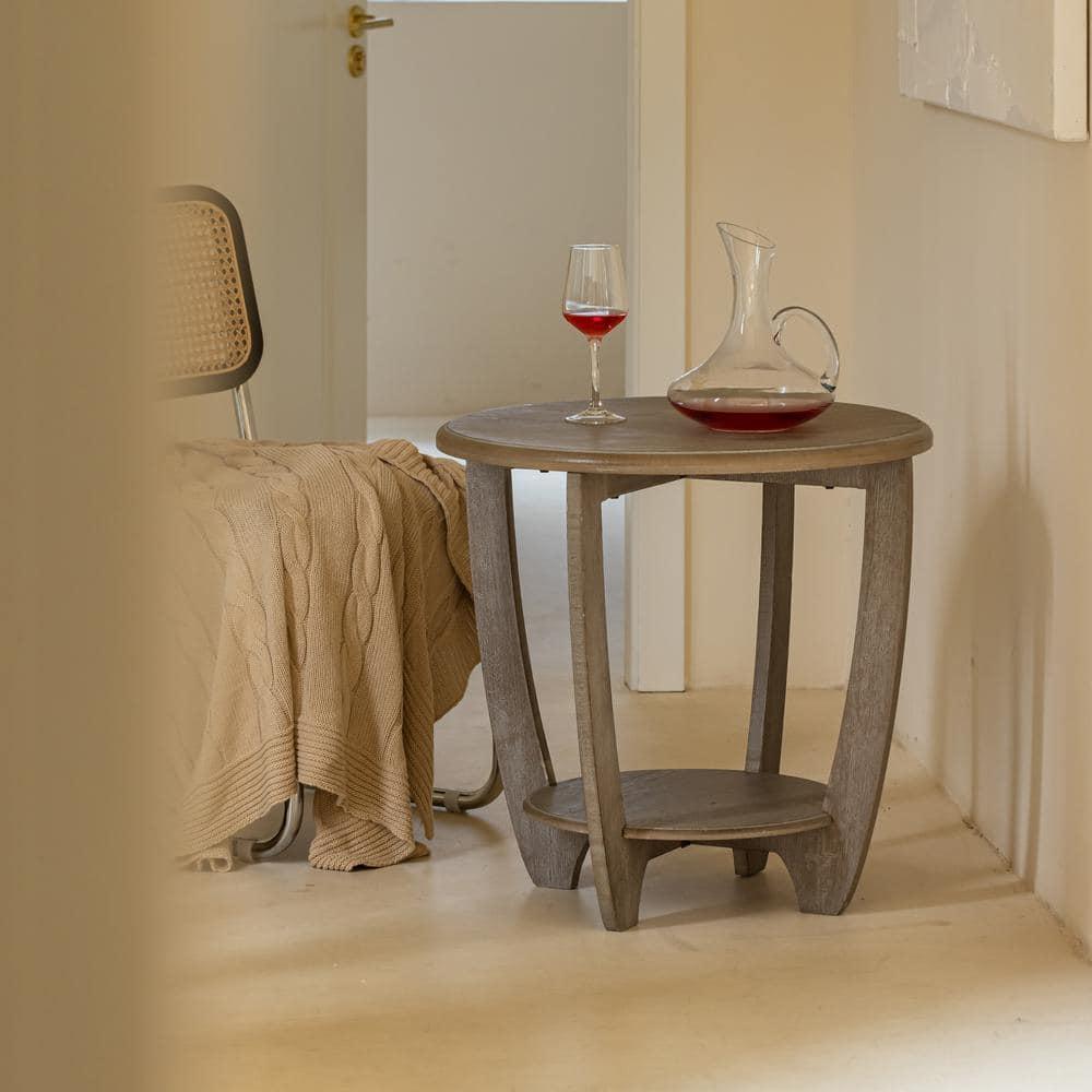 Ophelia & Co. Flora Rustic Farmhouse End Table with Storage Shelf, French Country Accent Side Table