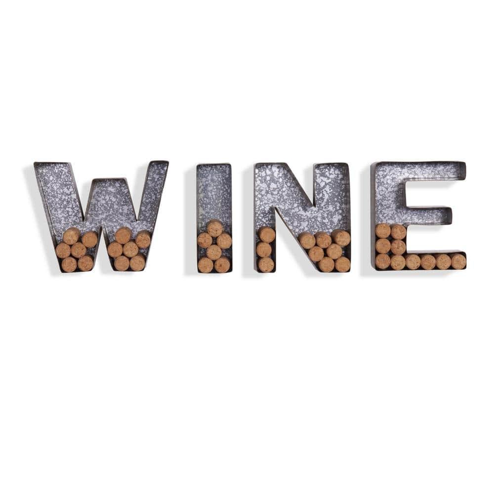 Danya B Galvanized Wall Mount Wine Letter Cork Holder
