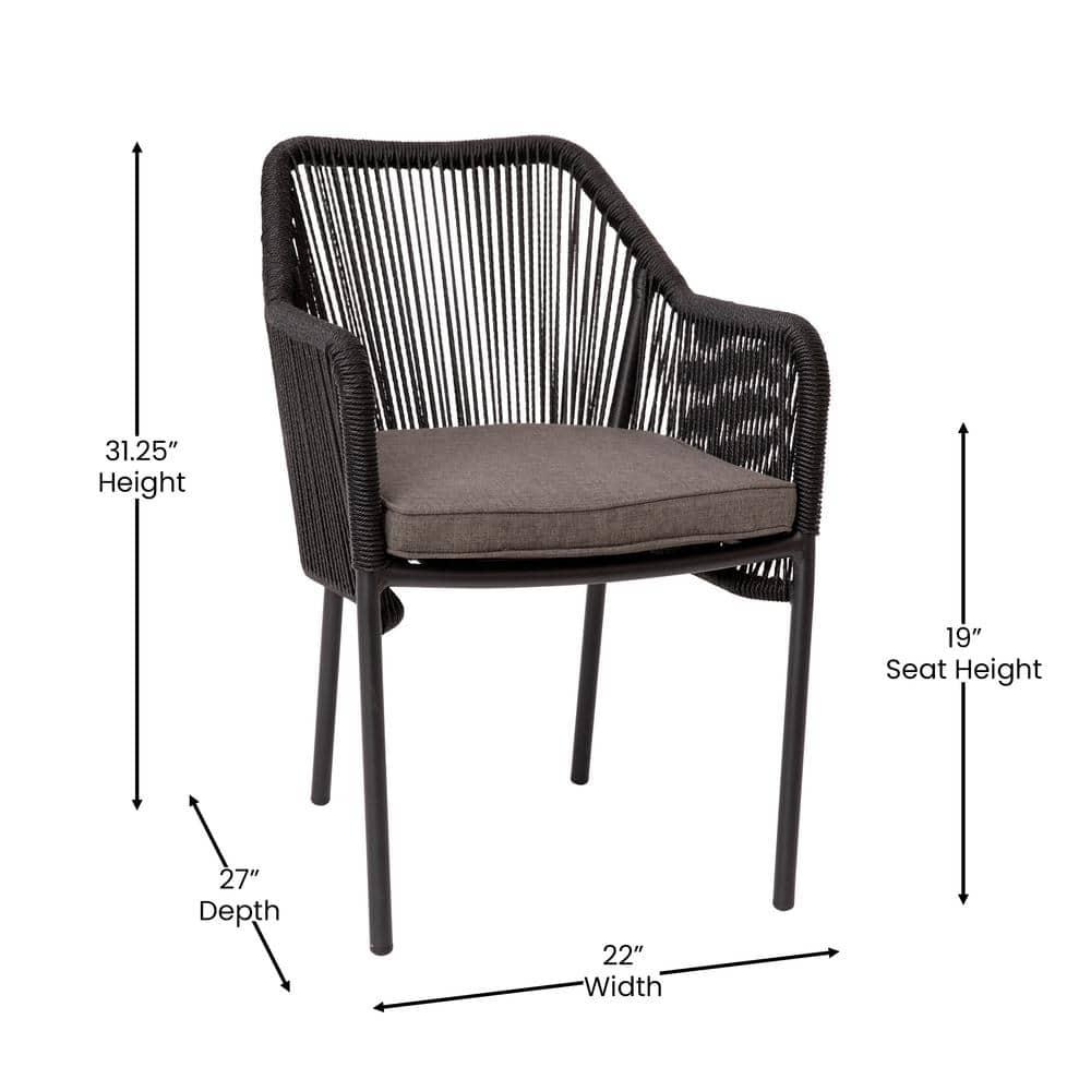 Black Aluminum Outdoor Dining Chair (Set of 2)
