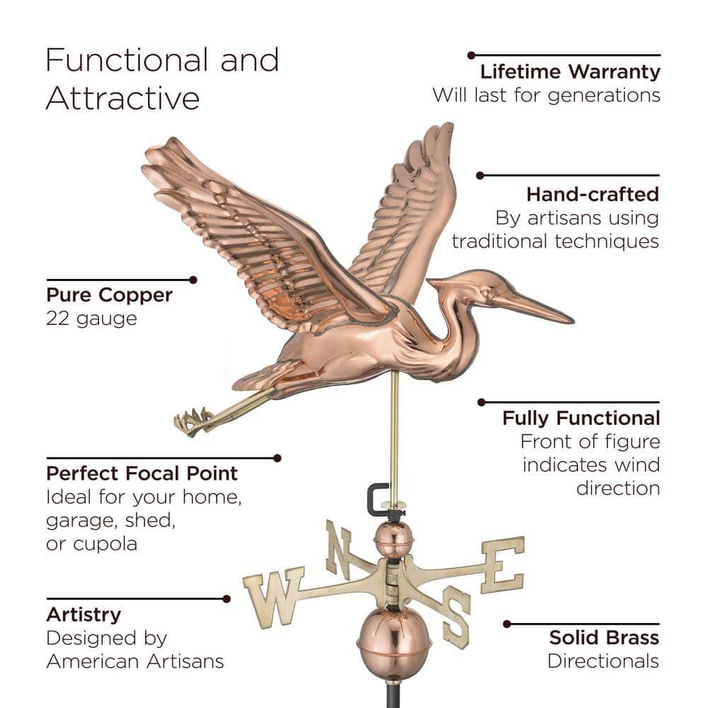 Blue Heron Bird Copper Weathervane