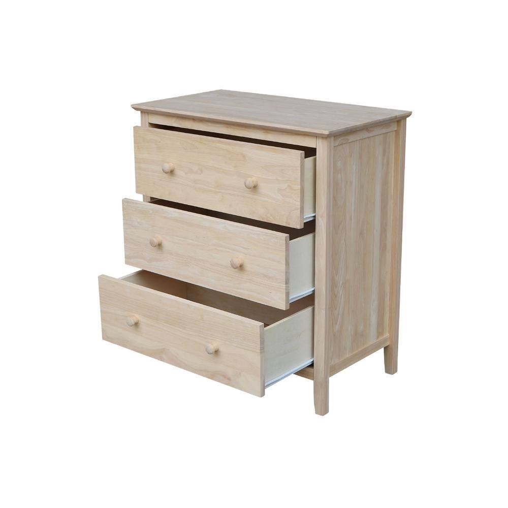 Brooklyn 3-Drawer Unfinished Wood Chest of Drawers