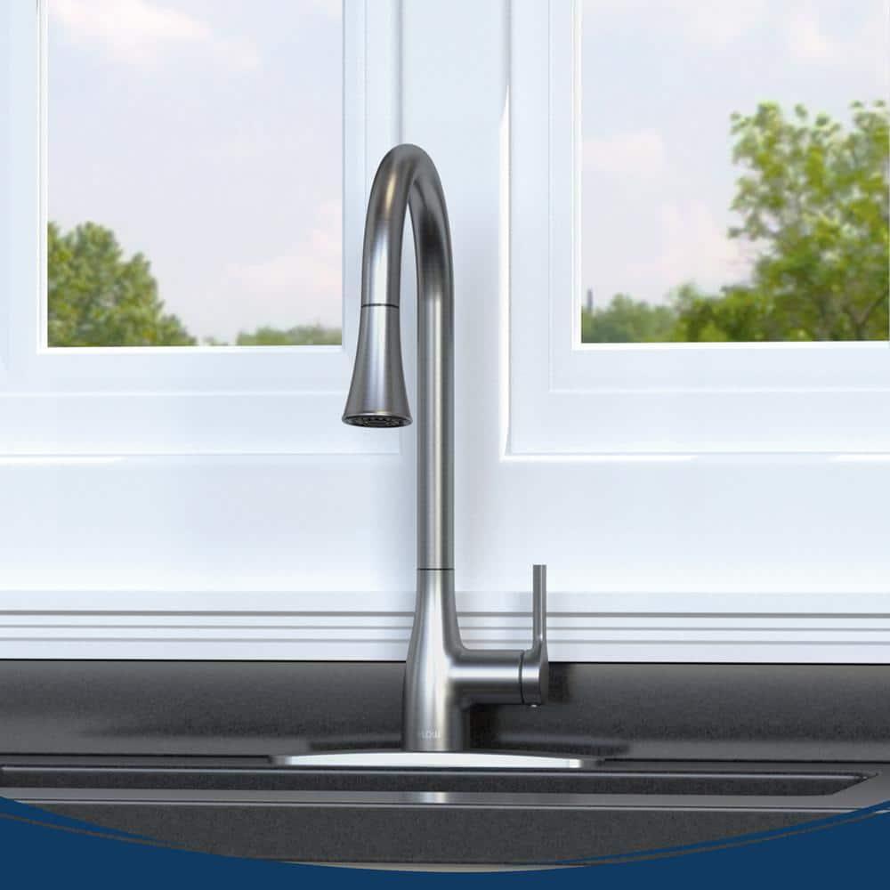 Brushed Nickel Single-Handle Pull-Down Kitchen Faucet with Touchless Activation