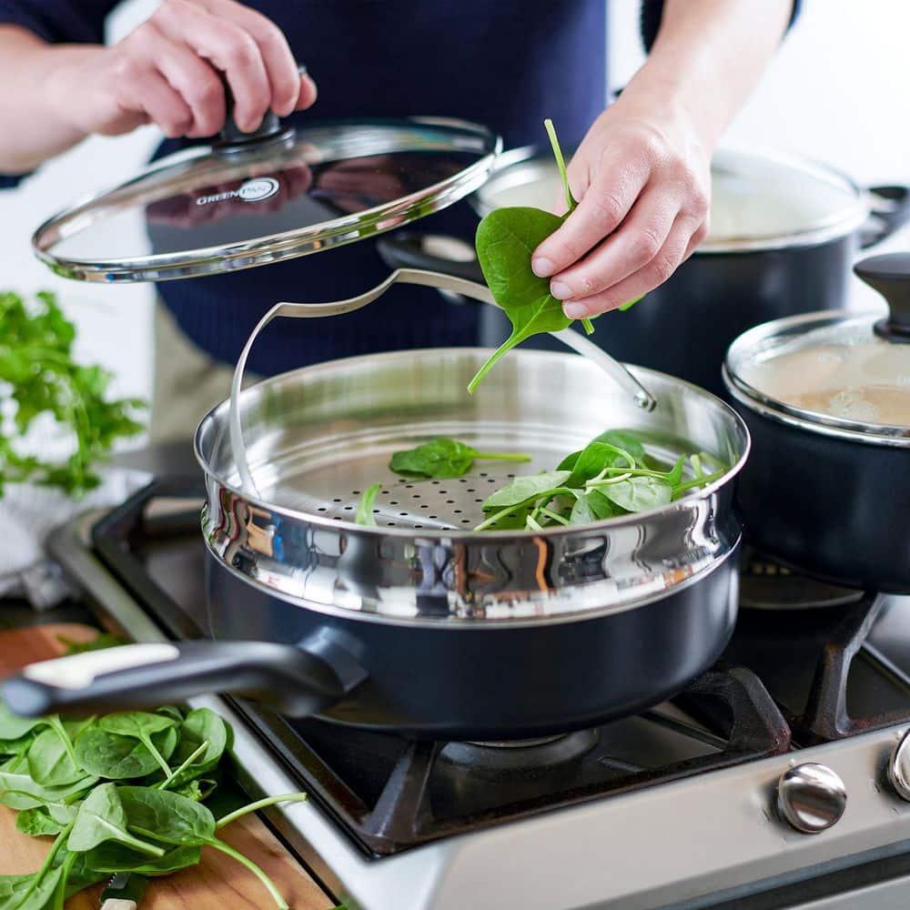GreenPan GreenPan Rio Healthy Ceramic Nonstick 16 Piece Cookware Pots and Pans Set, PFAS-Free, Dishwasher Safe