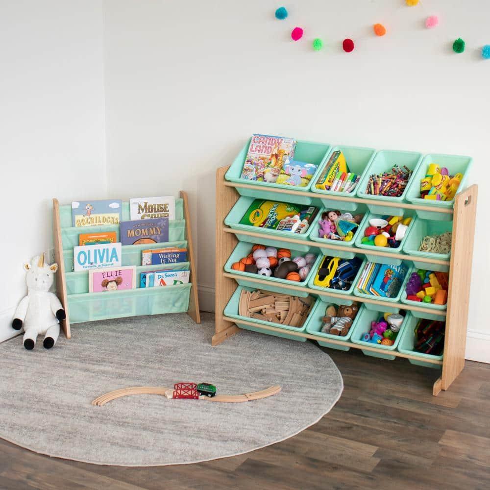 Humble Crew Kids' Bookshelf 4 Tier Book Organizer Seafoam Green/Natural