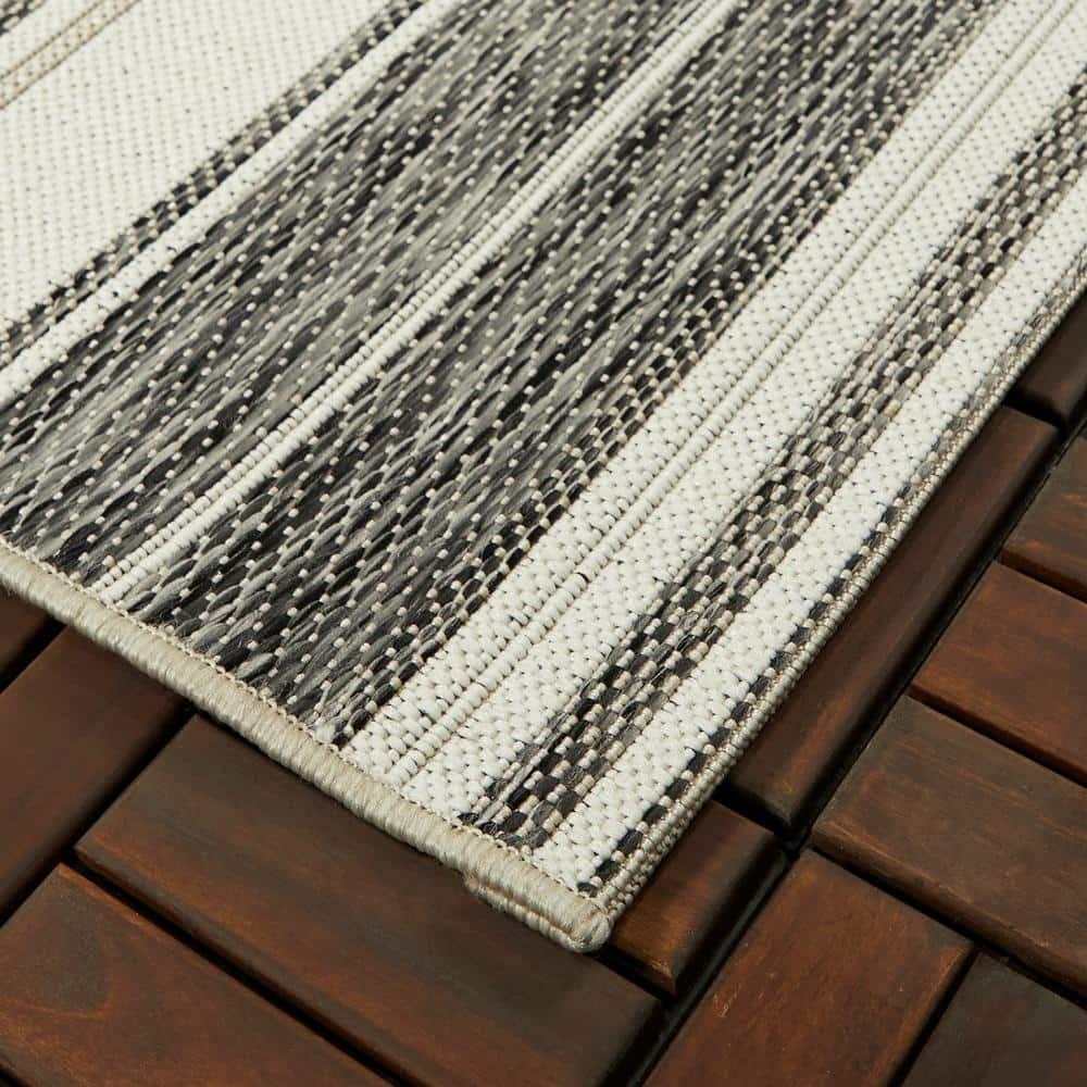 Balta Alexie Coastal Stripes Indoor/ Outdoor Area Rug Grey 7'10" x 10' 8' x 10' Taupe, Ivory, Cream