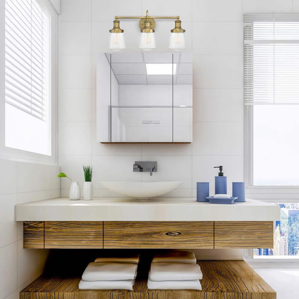 Designers Fountain Taylor 3 Light Old Satin Brass Bathroom Vanity Light Fixture, 69503-OSB