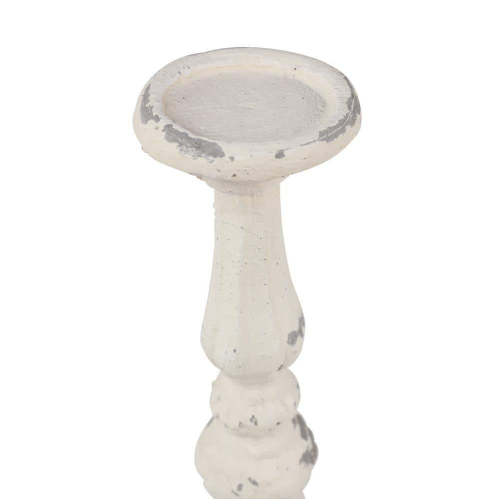 DecMode 7"W, 20"H Vintage Candlestick, White, 1 - Piece