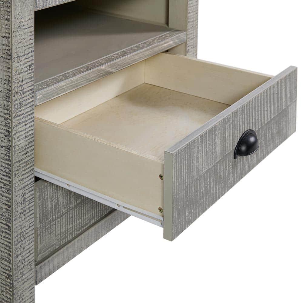 Windsor 2-Drawer Wood Nightstand for Kids Bedroom - Rustic Painted Finish, Metal Glides, Open Shelf Storage, Pine Wood Construction, 22 in. W x 17 in. D x 25 in. H, Distressed Look