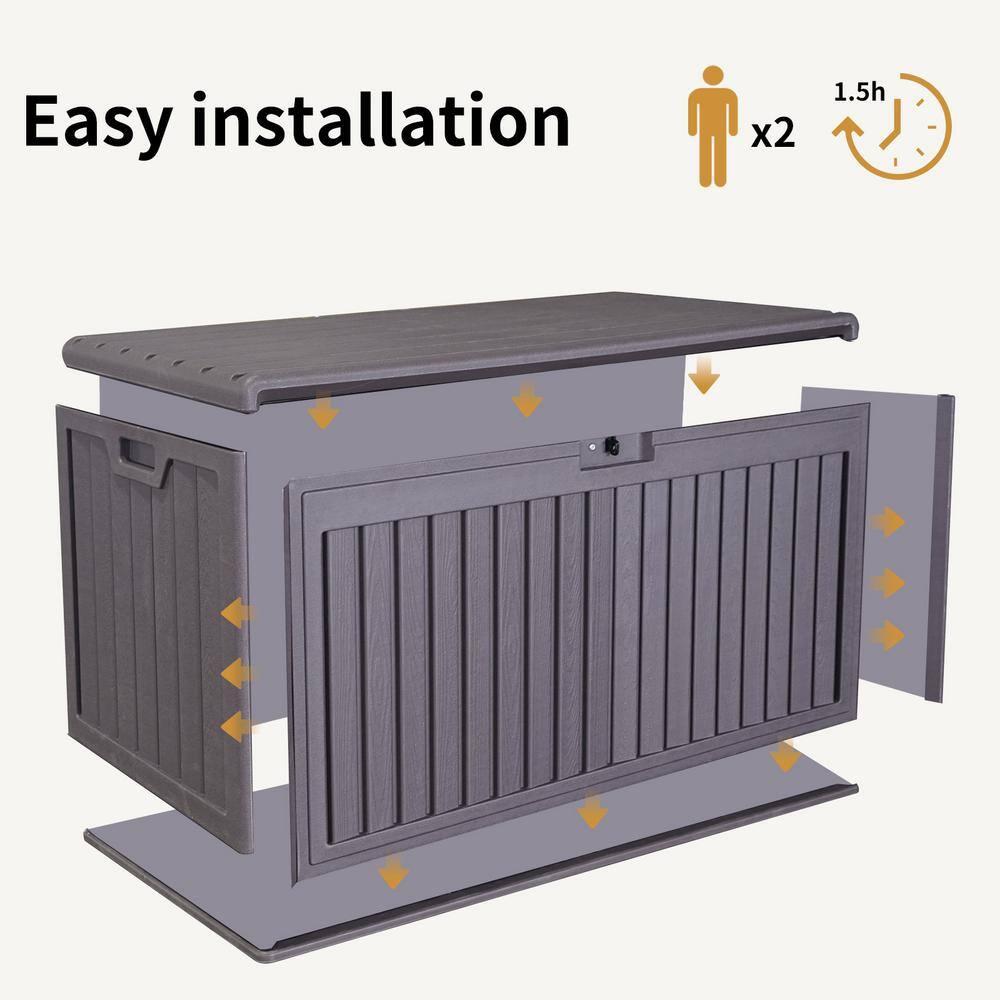Zolyndo 100 Gallon Waterproof Outdoor Storage Box, Outside Resin Deck Box for Patio Cushions