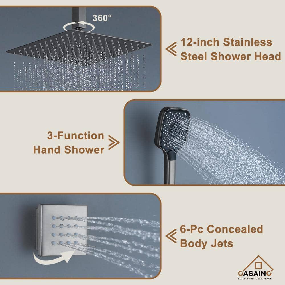 Revitalize 12 Inch Luxury Thermostatic Complete Shower System with Rough-in Valve